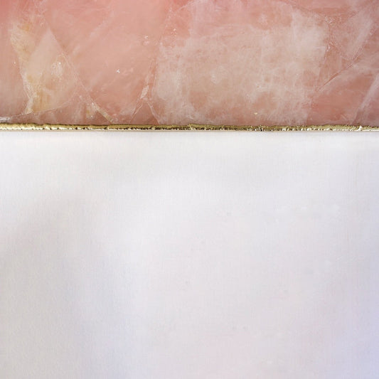 Rose Quartz Agate Serving Tray With Brass Handles | Square-1