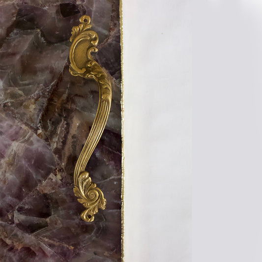 Amethyst Agate Serving Tray With Brass Handles | Square-1