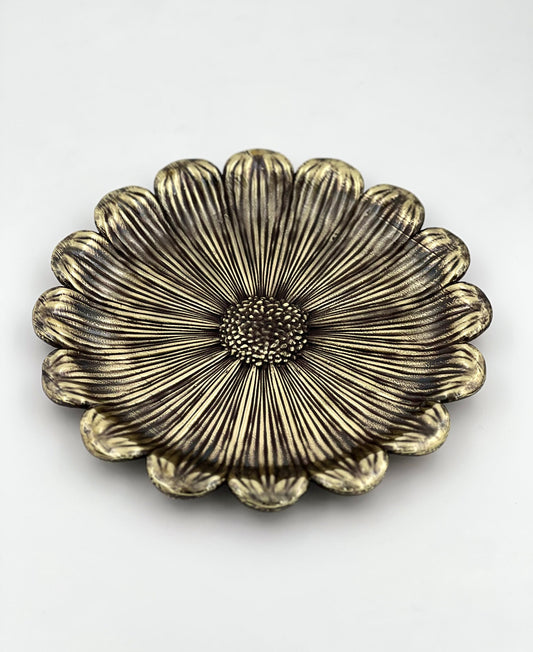 Sunflower Decorative Tray – Electro-formed Flower Jewellery Dish | Gold, Silver, Antique Finish | Flower Inspired Home Accent-1