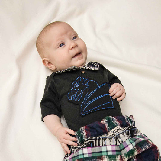 Baby Onesie with Dragon Embroidery