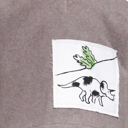 Beige Cotton Fleece Hoodie for Baby