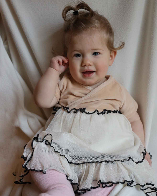 Baby Girl Tulle Dress in Beige