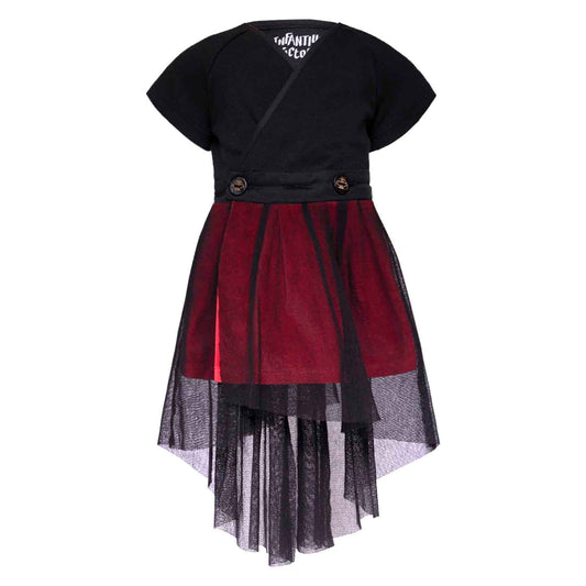 Baby Black Dress with Red Underskirt and Tulle