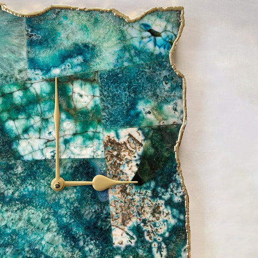 Large Composite Green Agate Wall Clock/Personalised Momento/10"x15"-1