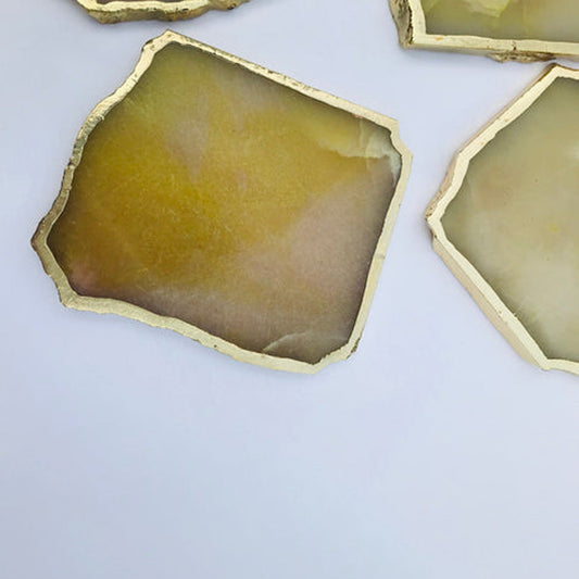 Mustard Agate Aventurine Set of 4 Large Coasters/Personalised Momentos-1