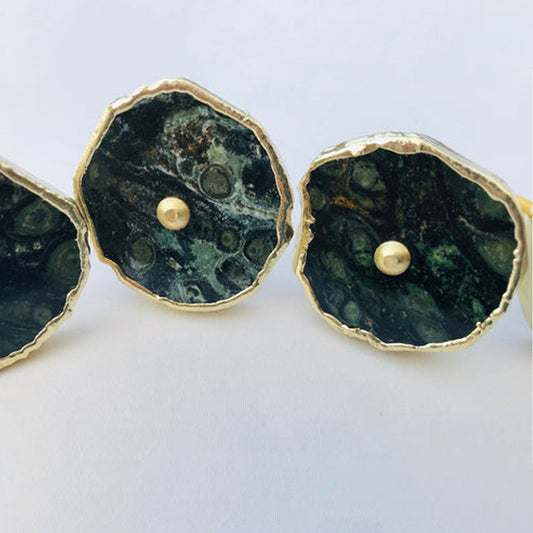 Set of 6 Kambaba Jasper Gemstone/Agate Classic Vintage Finish Cabinet Drawer Pull Wardrobe Dresser Interior Decorative Handle-1