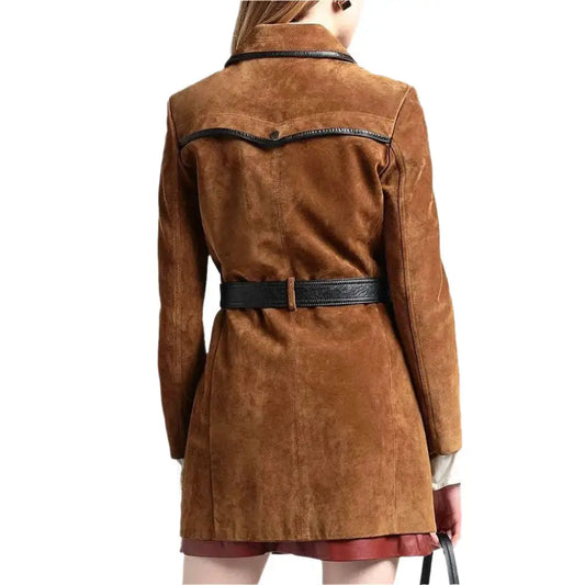 Women’s Tan Brown Suede Leather Coat