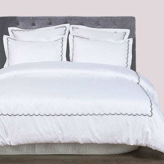 Scallops - Cotton Sateen Embroidered Edge Duvet Cover Sets-0