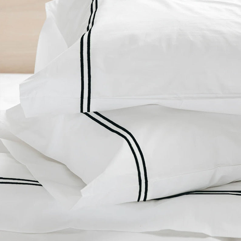Tracks - Linen Cotton Embroidered Edge Duvet Cover Sets-9