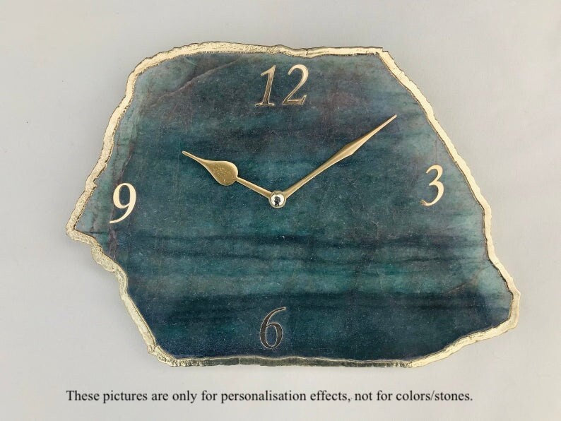 Indigo Blue Agate Desk/Wall Clock, Can be Personalised/Customised/Personalised Momento-4