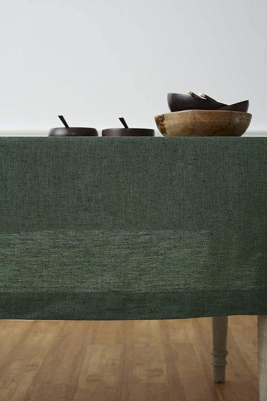 Moss Green Tablecloth | Pure Linen | Linen Cotton Mix | Soft | Handmade | Customisable Sizes | Customisable Shapes-1