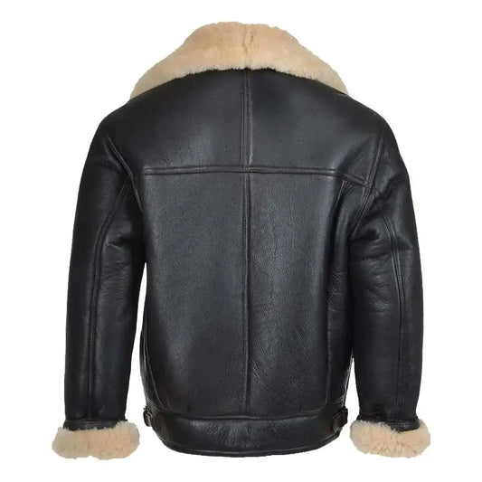 Mens Black Leather B3 Bomber Aviator Jacket