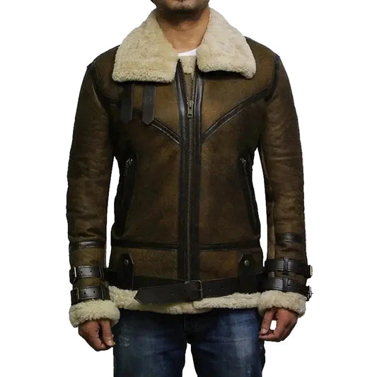 Men's Brown B3 Bomber Sheepskin Jacket