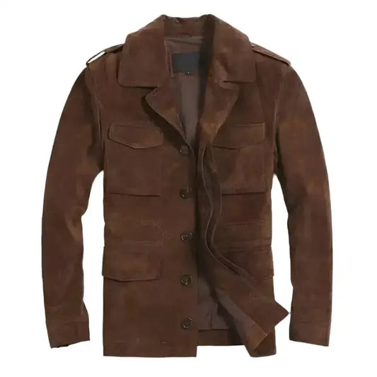 Men’s Classic Suede Blazer Jacket – Genuine Leather Luxury Coat