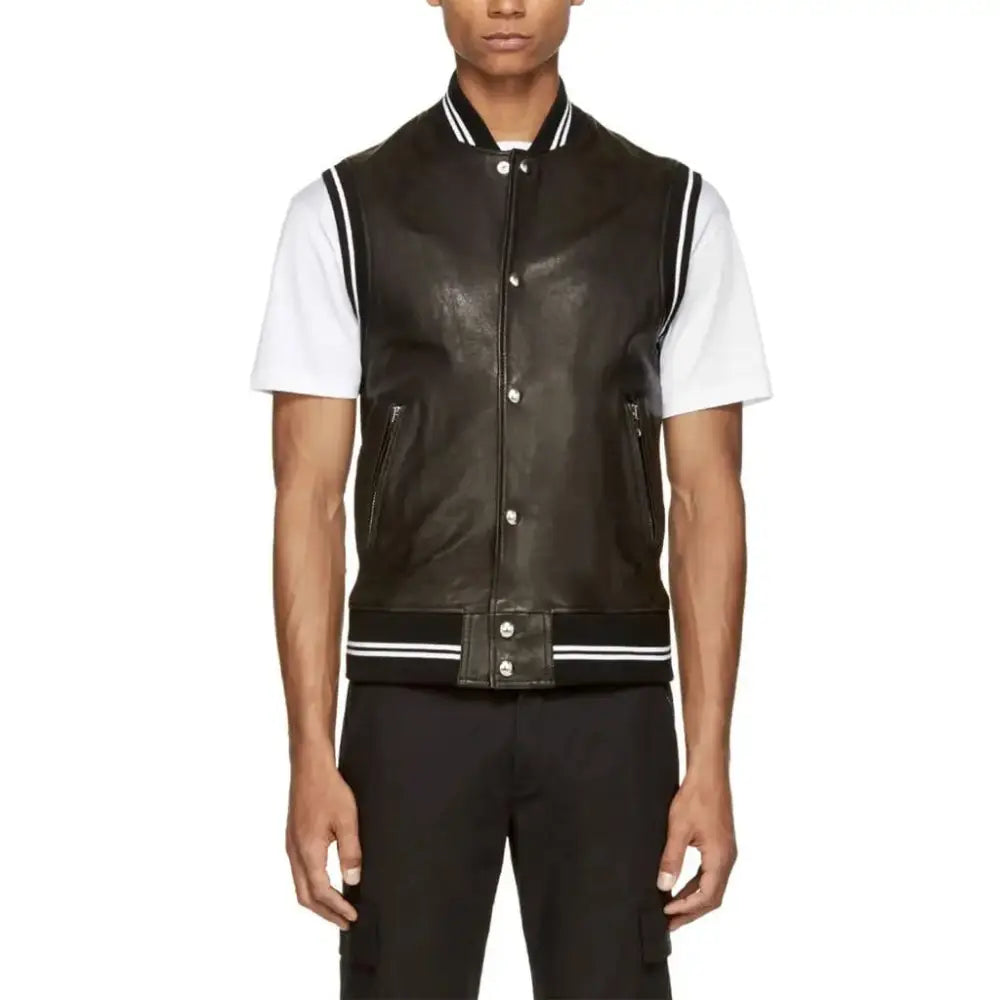 Men’s Lamb Leather Ribbed Vest