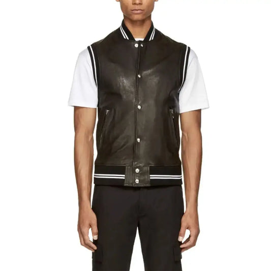 Men’s Lamb Leather Ribbed Vest