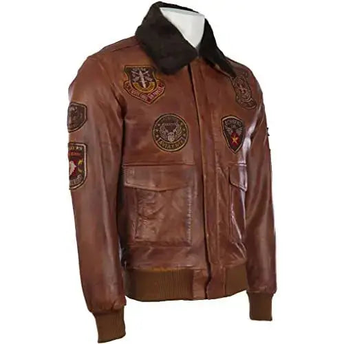 Mens Genuine Leather Aviator Jacket