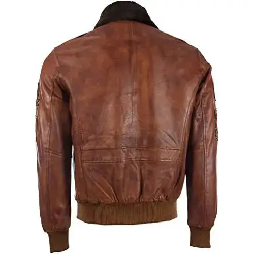 Mens Genuine Leather Aviator Jacket
