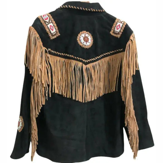 Men's Premium Suede Western Fringe Leather Jacket