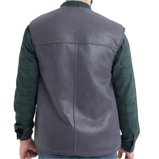 Men’s Western Sheepskin Vest – White Fur Lining & Rugged Style