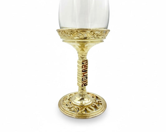 Personalized Wine Glass Set | Engraved Wine Glasses with Electroformed Stem & Base | Set of 2 or 4-1