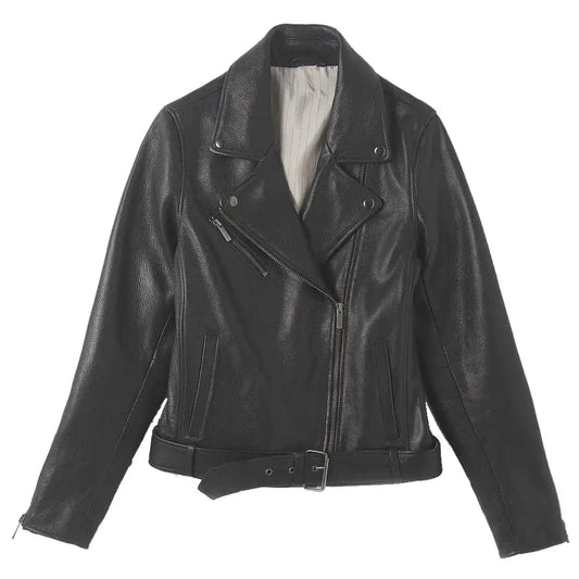 Women's Black Lambskin Leather Biker Jacket