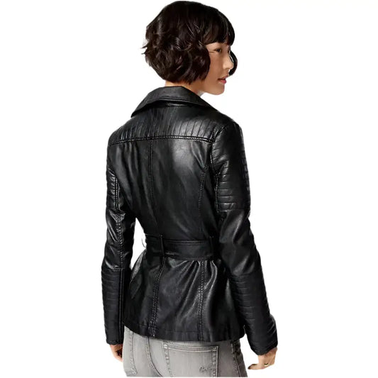 Women’s Black Lambskin Leather Coat – Classic Fit