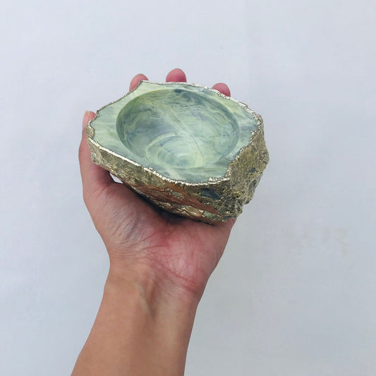 Lime Green Agate Geode Nut/trinket/Jewellery Bowl-1