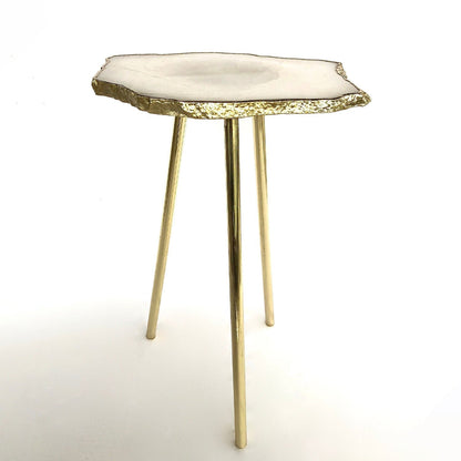 Small White Agate/Single Piece/Crystal/Gemstone/Quartz Organic Edge Side/Drink/Table-0