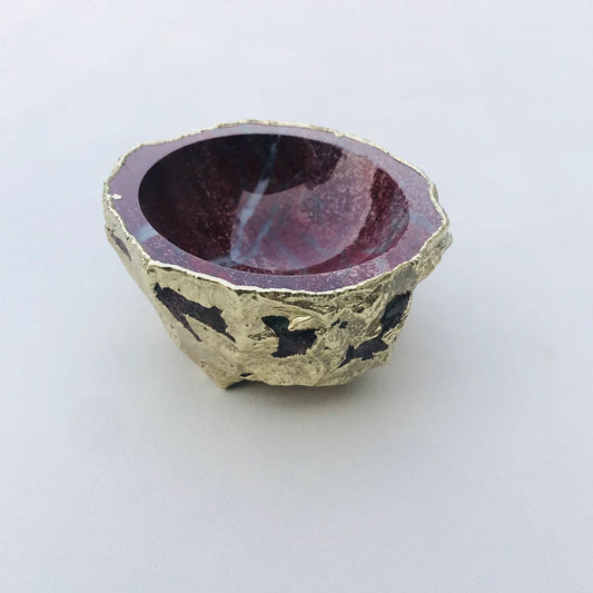 Maroon Red Agate Geode Nut/trinket/Jewellery Bowl-0