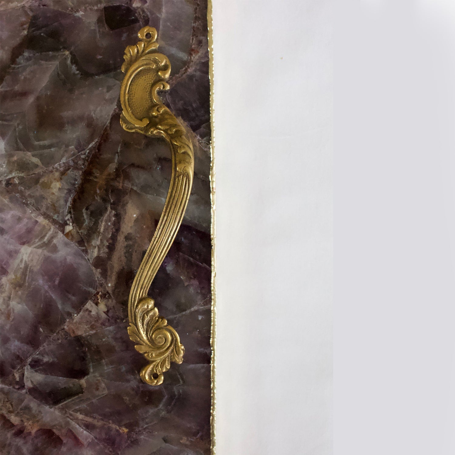 Amethyst Agate Serving Tray With Brass Handles | Square-1