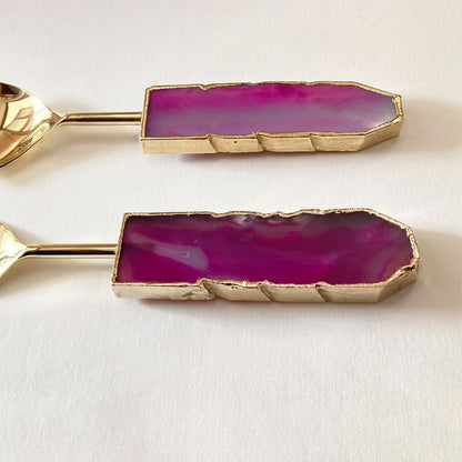 Pink Agate Salad Server - Set of 2-1