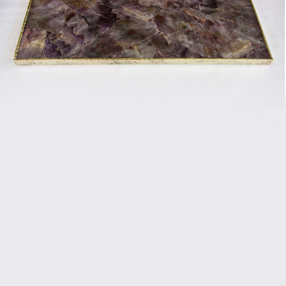 Amethyst Agate Serving Tray With Brass Handles | Square