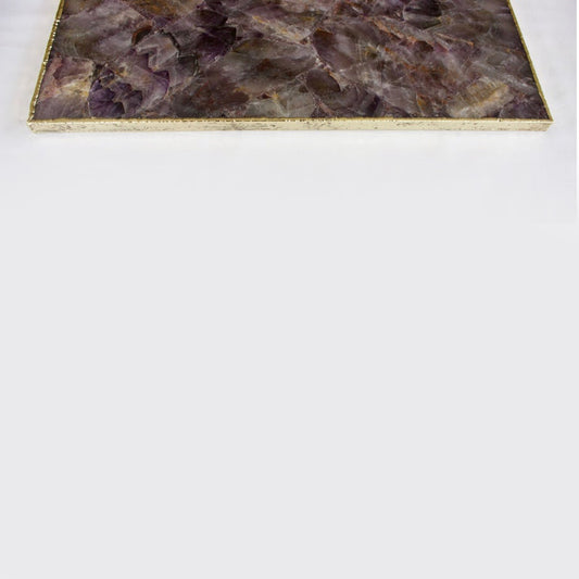 Amethyst Agate Serving Tray With Brass Handles | Square