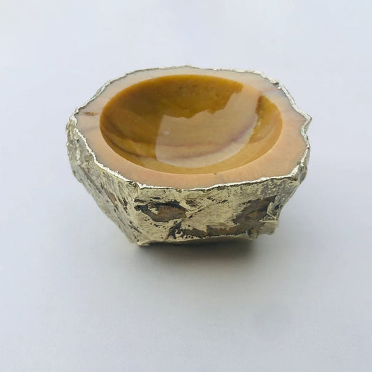 Mustard Yellow Agate Geode Nut/trinket/Jewellery Bowl-0