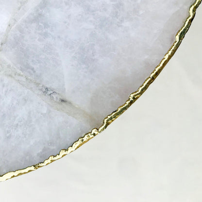 White Agate Round Edge Side/Coffee Table-3