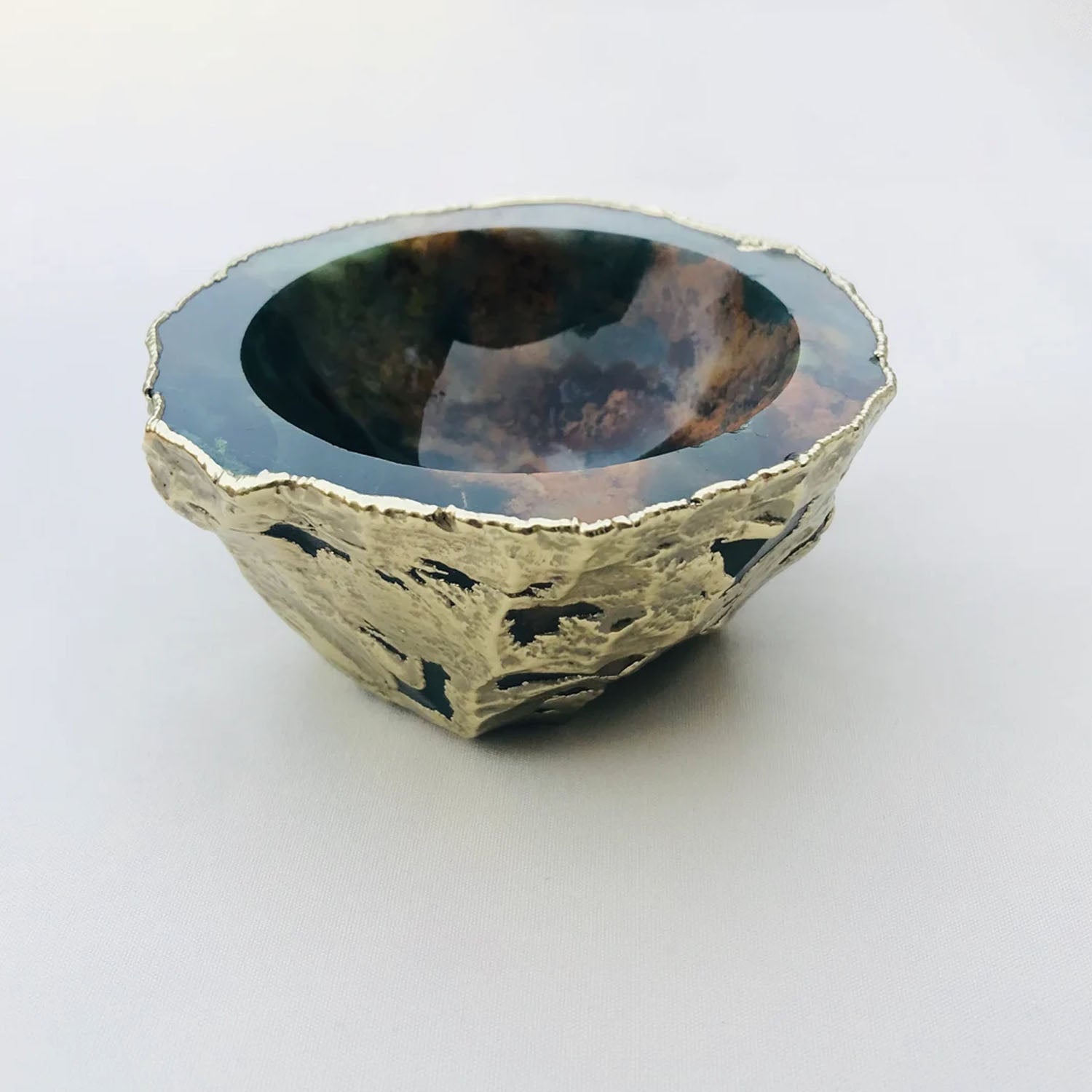 Earth Blue Agate Geode Nut/trinket/Jewellery Bowl-3