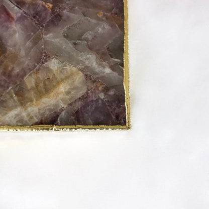 Amethyst Agate Serving Tray With Brass Handles | Square