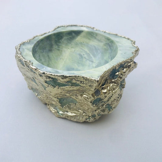 Lime Green Agate Geode Nut/trinket/Jewellery Bowl-0