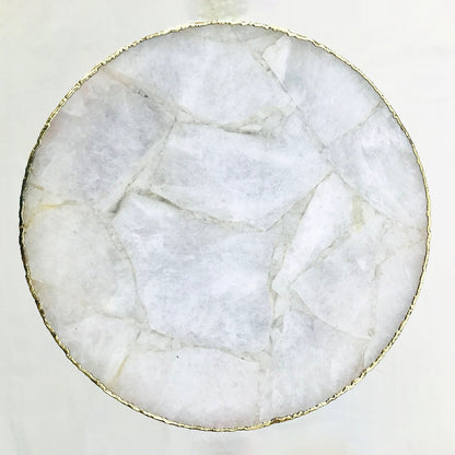 White Agate Round Edge Side/Coffee Table-4