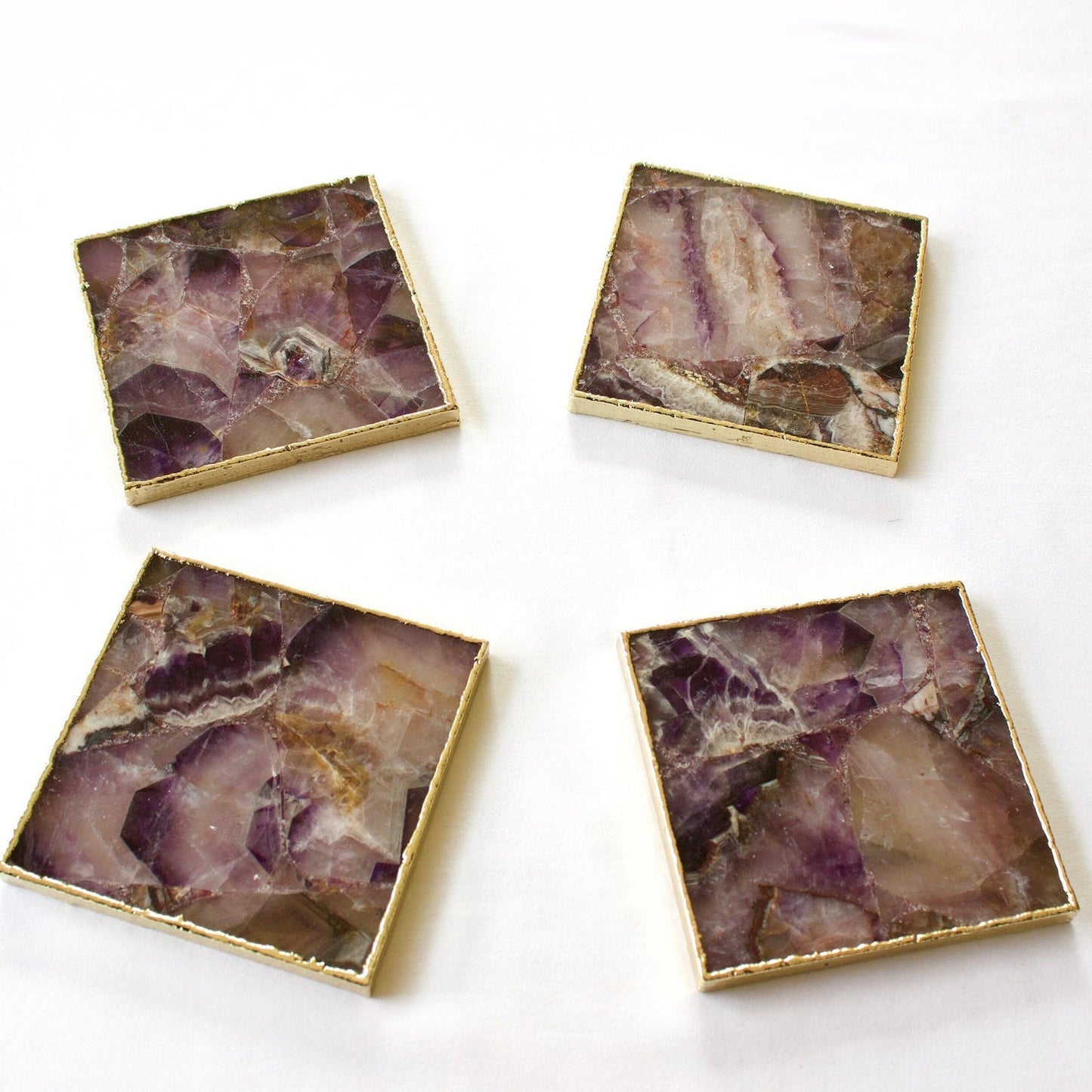 Amethyst Agate - Set of 4 Large Square Coasters | Personalised Momentos-0