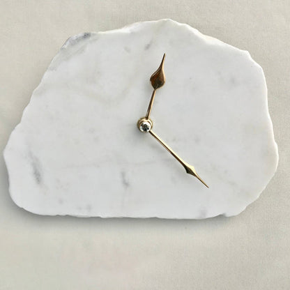 Hand chipped Large Irregular Shaped White Marble Desk/Wall Clock/Personalised Momento-0