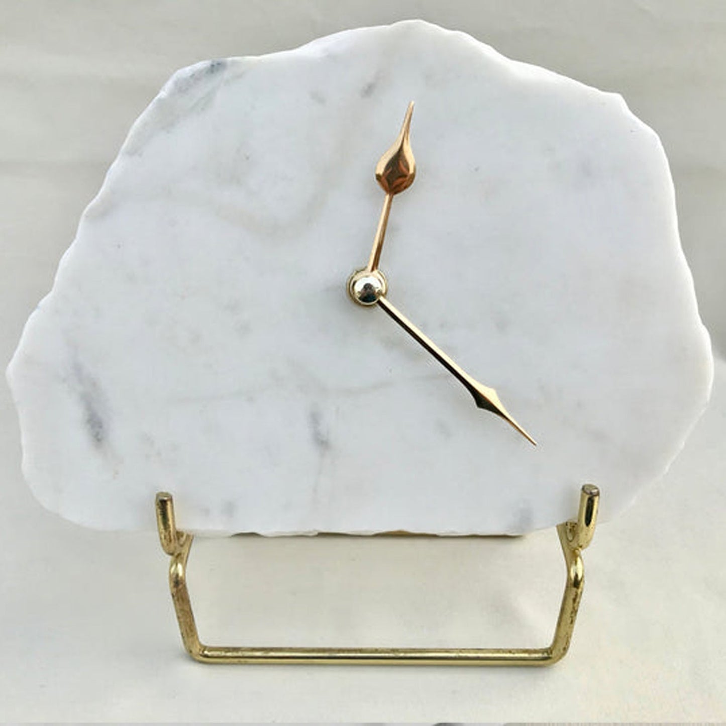 Hand chipped Large Irregular Shaped White Marble Desk/Wall Clock/Personalised Momento-3