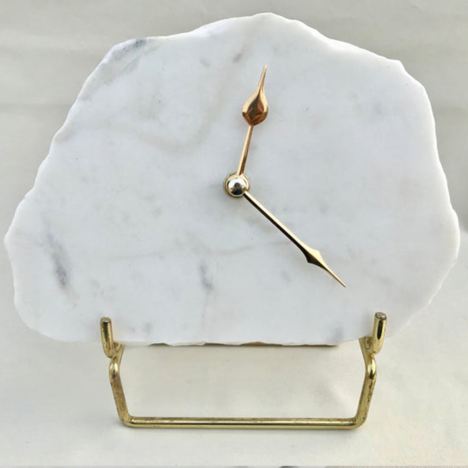 Hand chipped Large Irregular Shaped White Marble Desk/Wall Clock/Personalised Momento-3