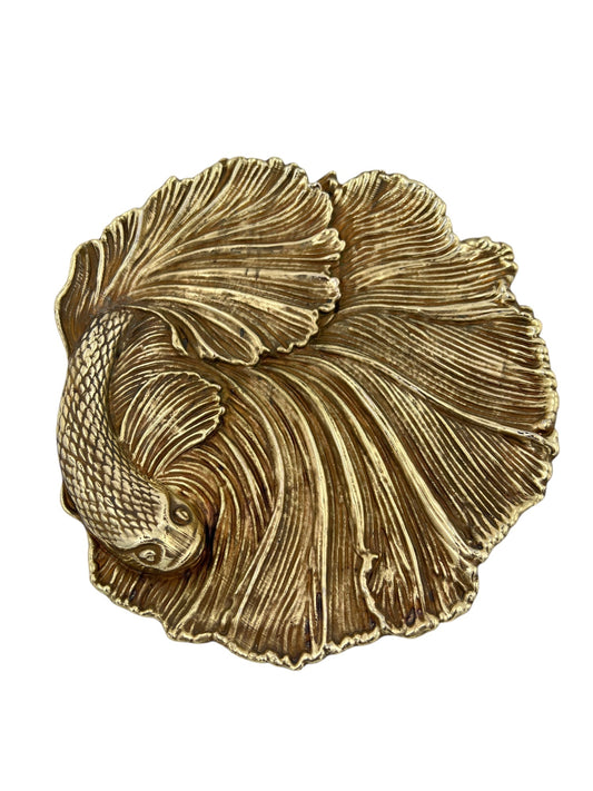 Fish Tray - Decorative Metal Tray | Small Plate | Centrepiece | Home Accent | Antique Gold or Silver Finish-0
