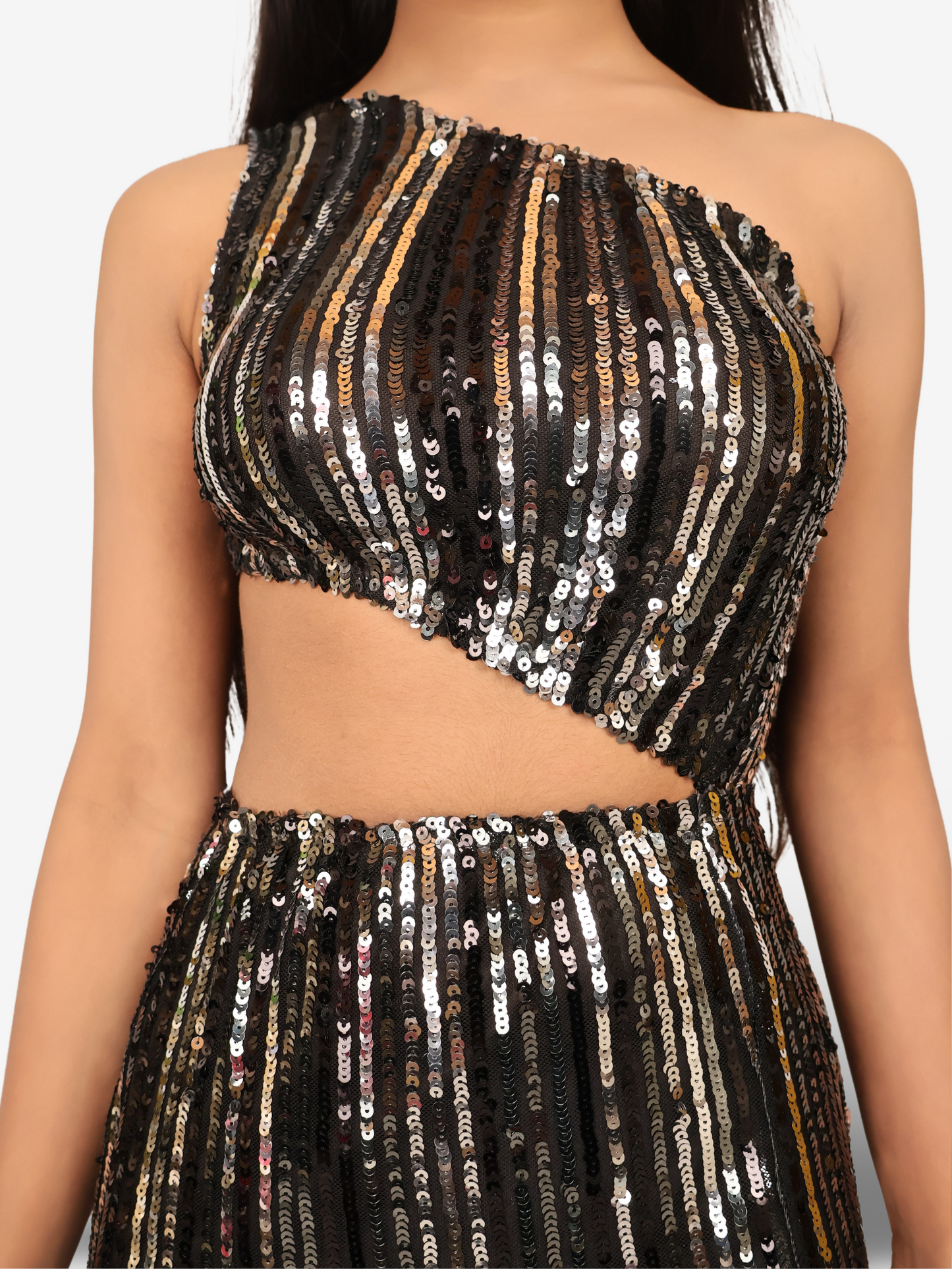 One-Shoulder Sequin Maxi Party Dress by Shreekama