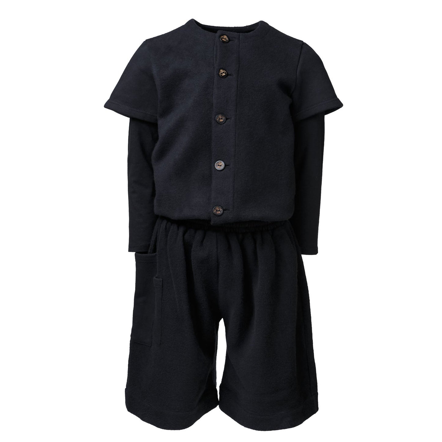 Kids Black Short Boiler Suit
