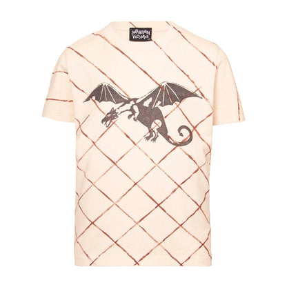 Dragon Brown Lattice Tee – Organic Cotton, Hand-Painted Finish