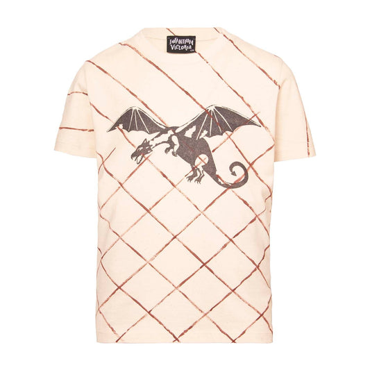 Dragon Brown Lattice Tee – Organic Cotton, Hand-Painted Finish