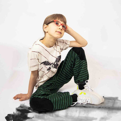 Dragon Brown Lattice Tee – Organic Cotton, Hand-Painted Finish